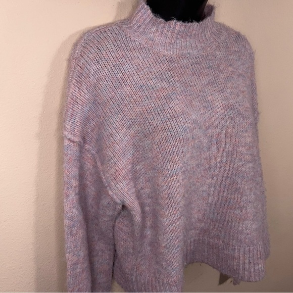 Large Jessica Simpson Pink Fuzzy Knit Cropped Sweater Long Sleeve Comfortable - Picture 3 of 13
